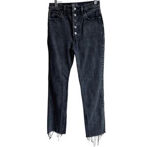 Abercrombie & Fitch LONG Ultra High Rise Straight Button Fly Jeans Black 27 4